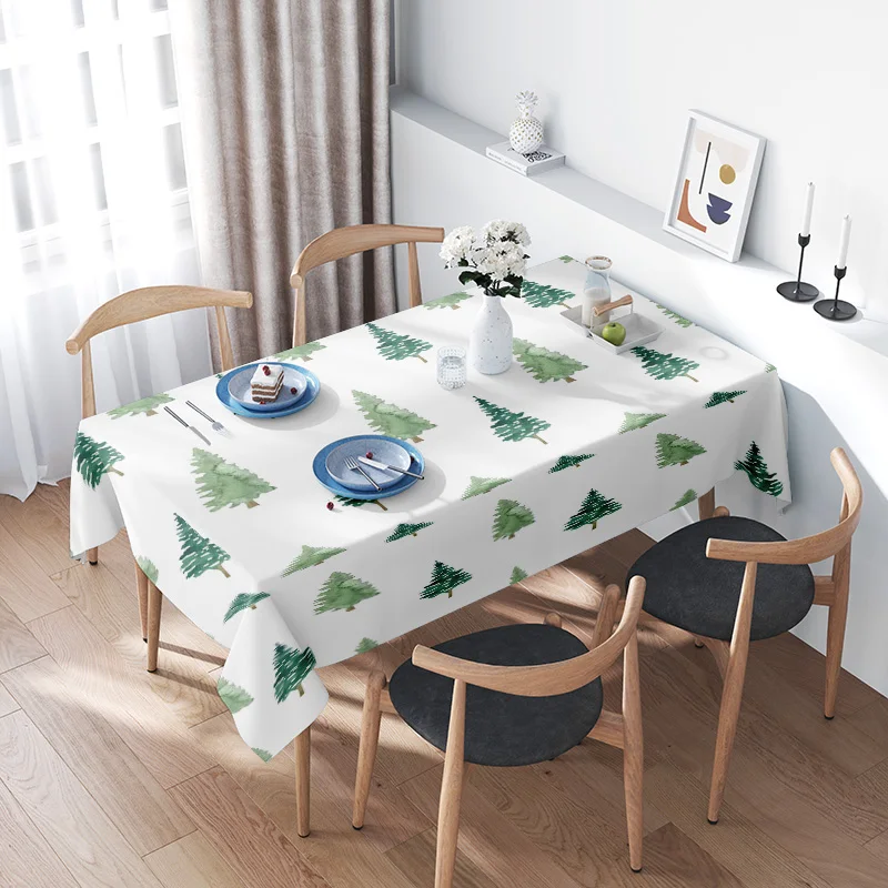 Home Textiles Today News - Green Christmas Tree Tablecloth Set Floral