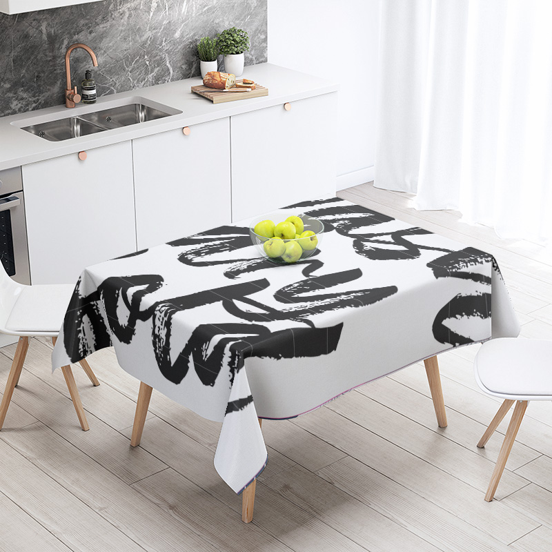 Home Textiles Today News - Pink Tablecloth with Red Lettering -