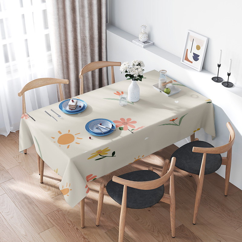Home Textiles Today News - Bright Sunflower Tablecloth with Colorful Leaves