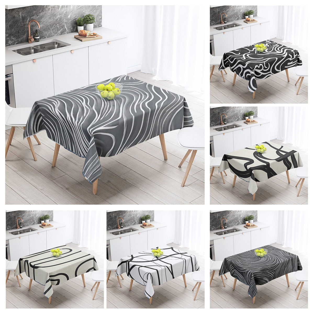 Home Textiles Today News - Nordic Minimalist Geometric Tablecloth Machine Washable