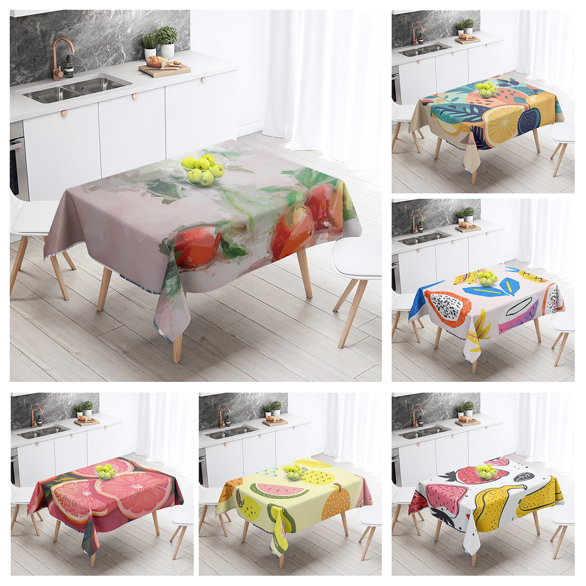 Home Textiles Today News - Abstract Art Food Illustration Tablecloth Oil-proof