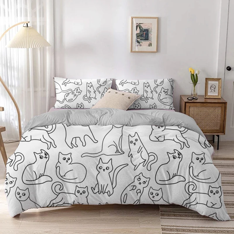 Cartoon Cat Duvet Cover Set Ca - Linen Duvet Cover recensione e prezzo