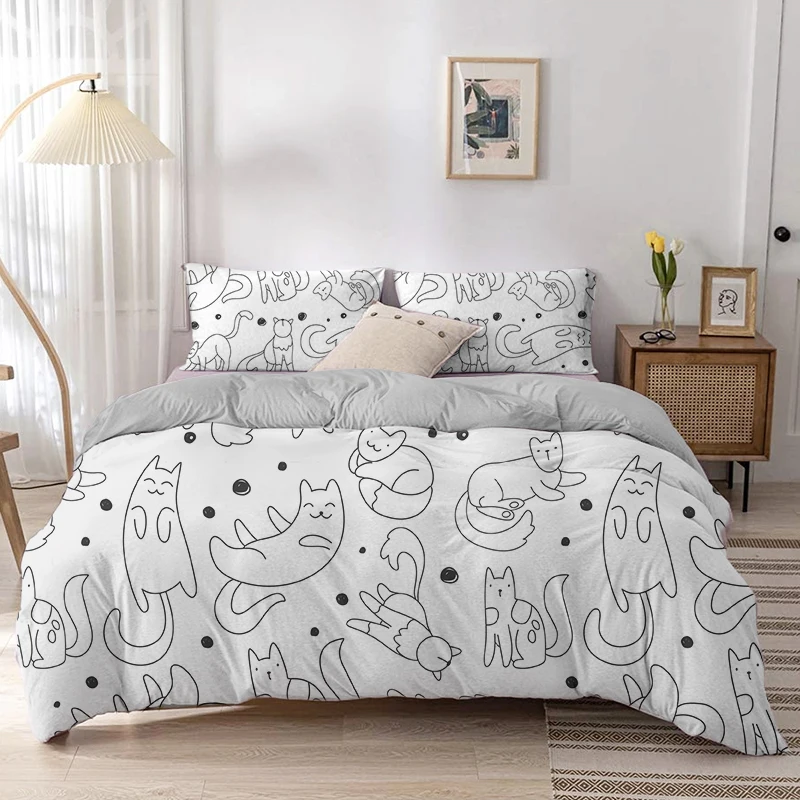 Cartoon Cat Duvet Cover Set Ca - Linen Duvet Cover recensione e prezzo