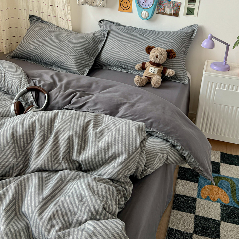 4PC Grey Geometric Bedding Set - Linen Duvet Cover recensione e prezzo