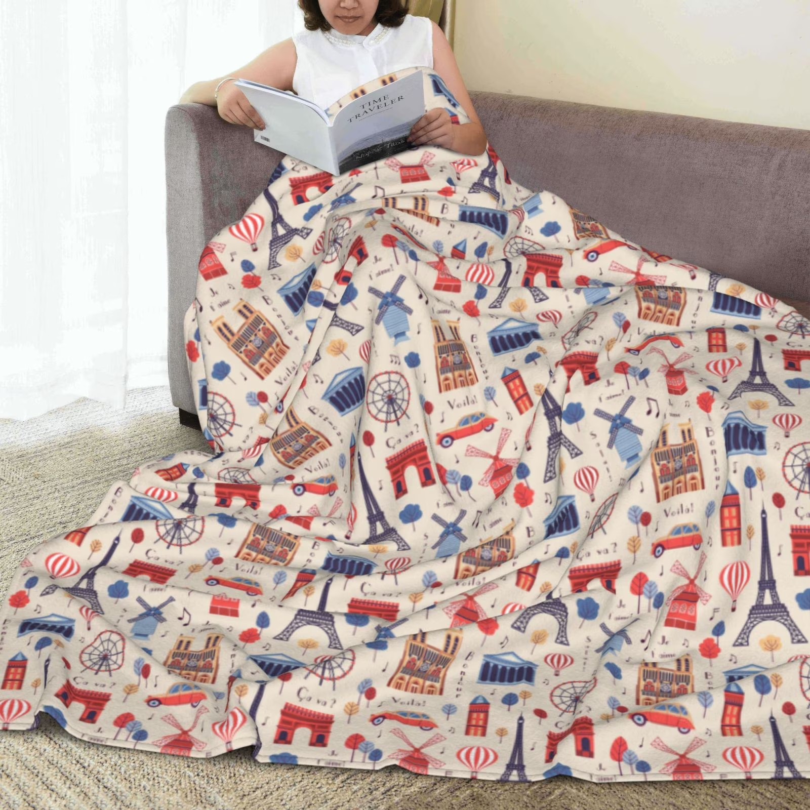Paris Landmark Print Sherpa Fl - Home Textiles Paris recensione e prezzo