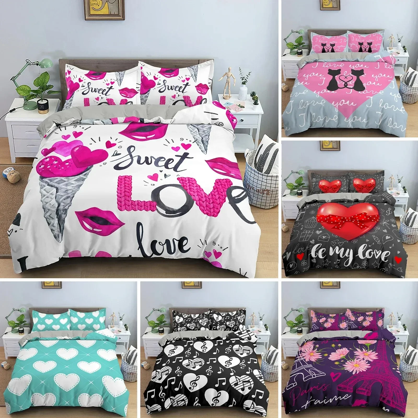 3D Love Heart Duvet Cover Pari - Home Textiles Paris recensione e prezzo
