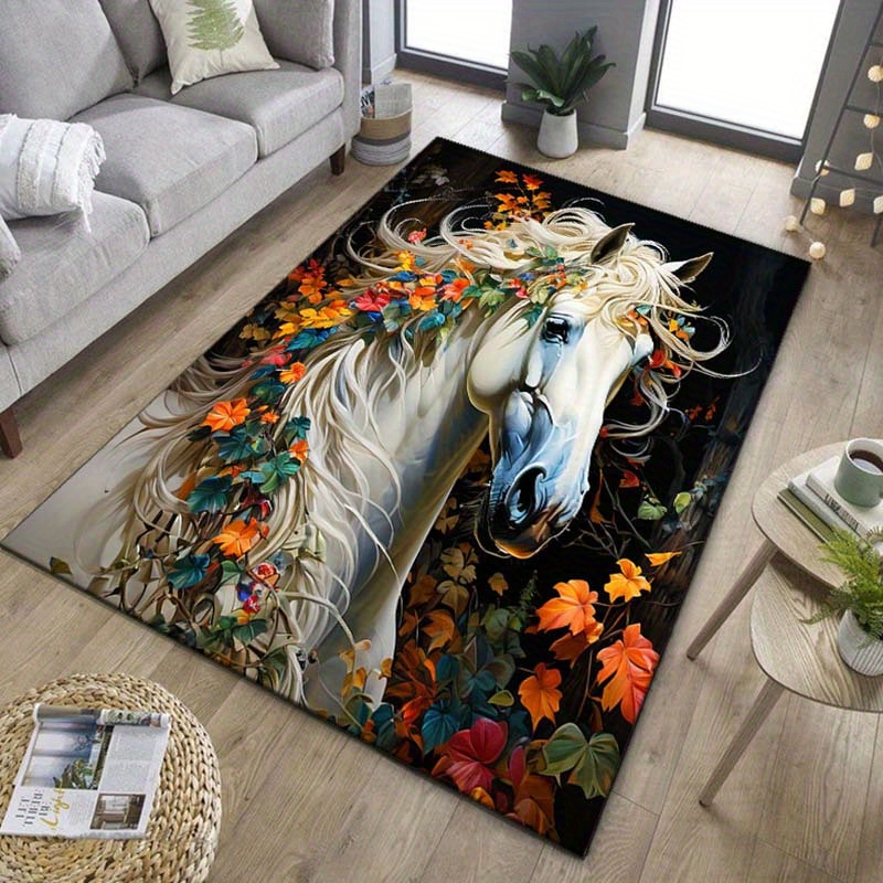 Elegant Horse Floral Rug for L - Home Textiles Trends recensione e prezzo
