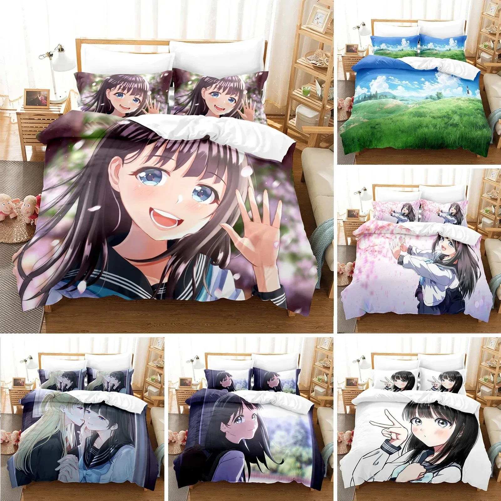 3D Akebis Sailor Uniform Print - Linen Duvet Cover recensione e prezzo